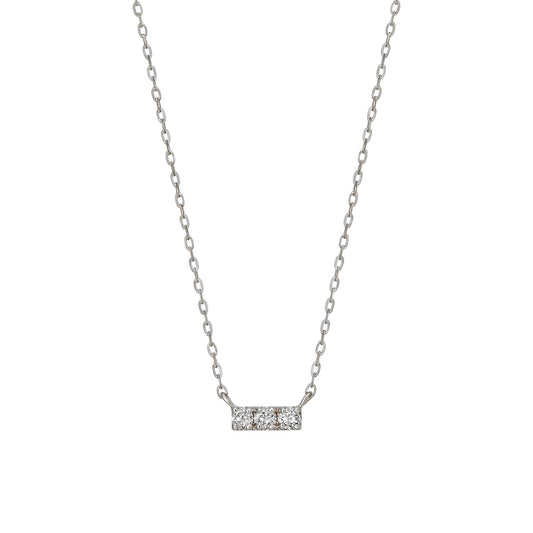 10K White Gold Diamond 3-Stone Necklace - Product Image