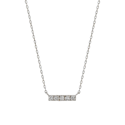 10K White Gold Diamond 5-Stone Necklace - Product Image