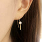 18K Yellow Gold Freshwater Pearl Simple Wire Earrings - Model Image