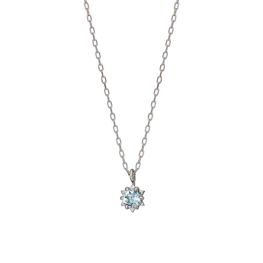 10K White Gold Aquamarine Starlet Birthstone Necklace - Product Image