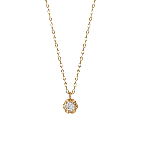 10K Yellow Gold Morganite Full Bloom Birthstone Necklace - Product Image