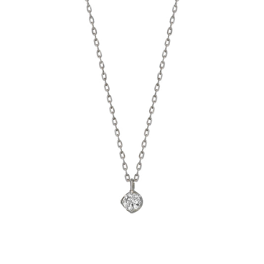 10K White Gold Diamond Solitaire Necklace - Product Image