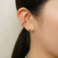10K Yellow Gold Sparkly Cut Line Ear Cuff - Model Image