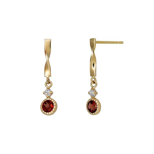 18K/10K Yellow Gold Garnet Swinging Earrings - Product Image