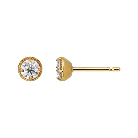 [Second Earrings] 18K Yellow Gold Moissanite Earrings (White) - Product Image