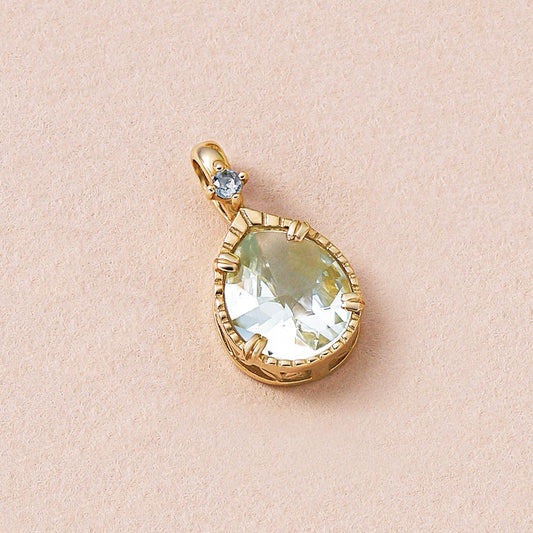 [GARDEN] 10K Green Quartz Plant Necklace Charm (Yellow Gold) - Product Image