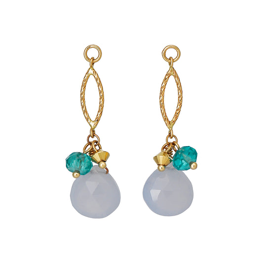 [Palette] 10K Yellow Gold Blue Chalcedony Twist Long Charms - Product Image