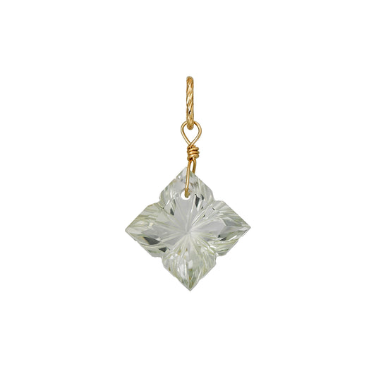 10K Green Quartz Necklace Charm (Yellow Gold) - Product Image