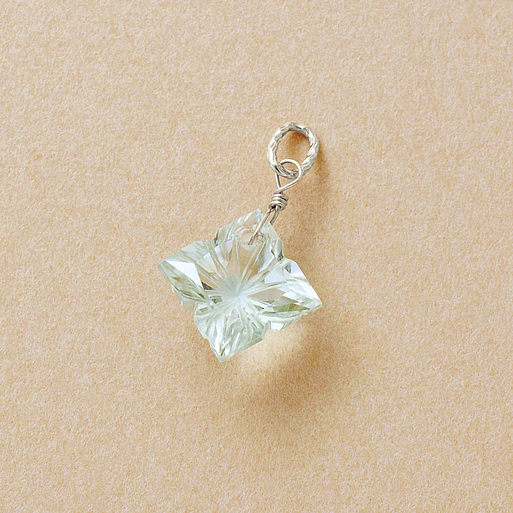 10K Green Quartz Necklace Charm (White Gold) - Product Image