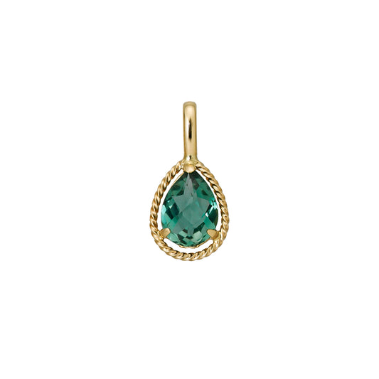 10K Green Quartz Drop Necklace Charm (Yellow Gold) - Product Image