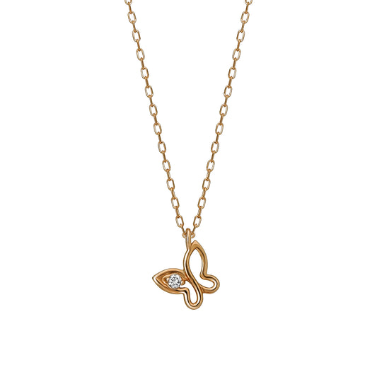 10K Diamond Petit Butterfly Necklace (Rose Gold) - Product Image