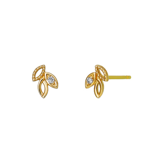 18K/10K Diamond Petit Olive Earrings (Yellow Gold) - Product Image