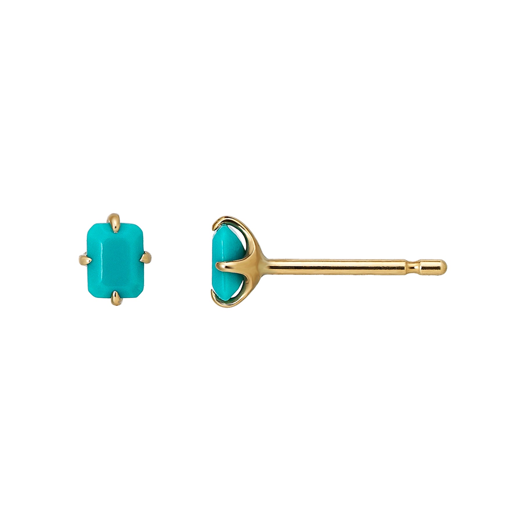 [Second Earrings] 18K Yellow Gold Turquoise Earrings - Product Image