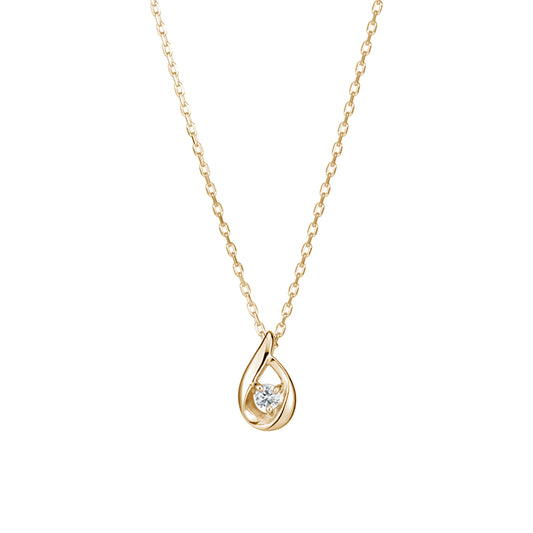 Diamond Drop Petite Necklace (10K Yellow Gold) - Product Image