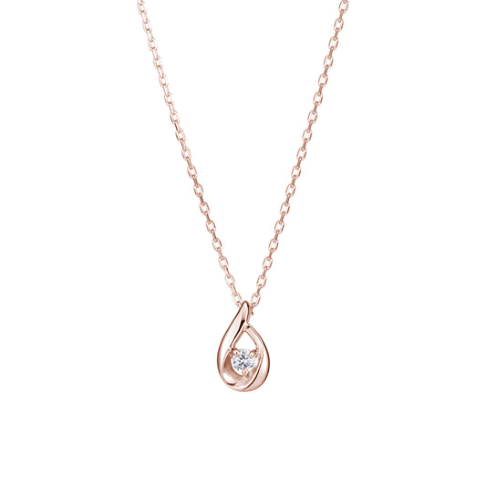 Diamond Drop Petite Necklace (10K Rose Gold) - Product Image