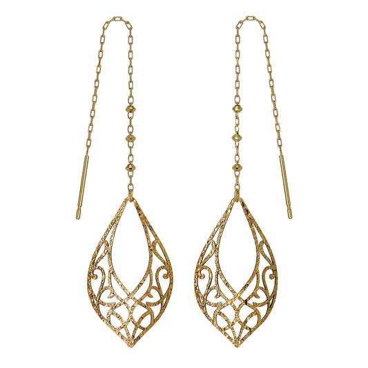 18K/10K Open Work Threader Earrings (Yellow Gold) - Product Image