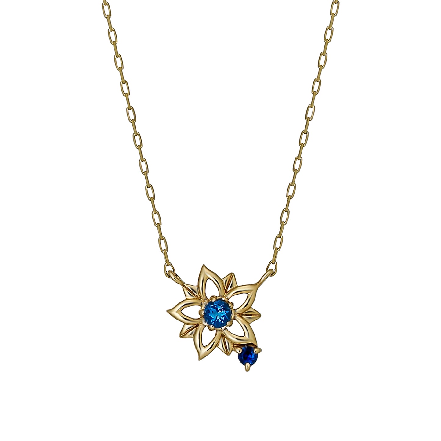 [Birth Flower Jewelry] September - Gentian Openwork Necklace (10K Yellow Gold) - Product Image