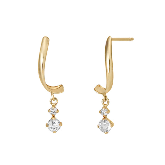 18K Yellow Gold Diamond Twisted Earrings - Product Image