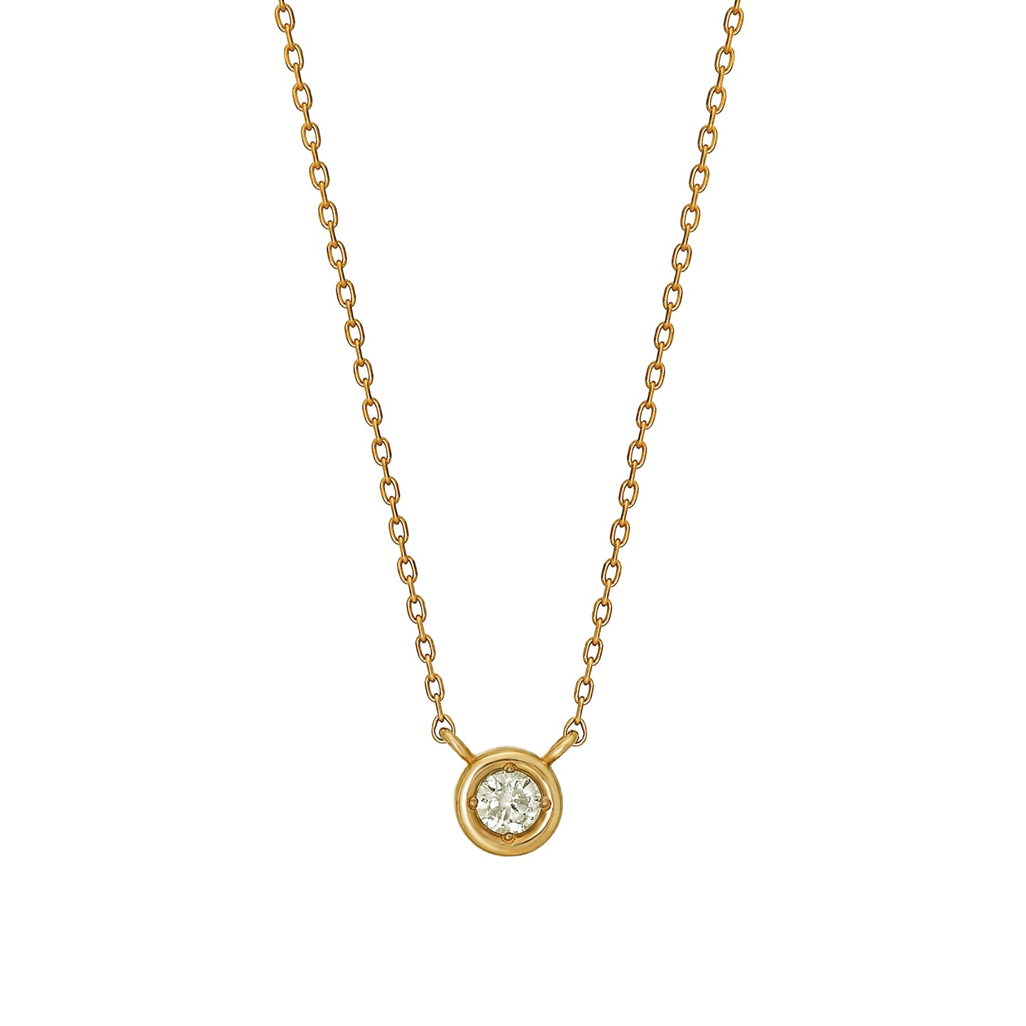 10K Yellow Gold Diamond Circle 1-Stone Necklace - Product Image