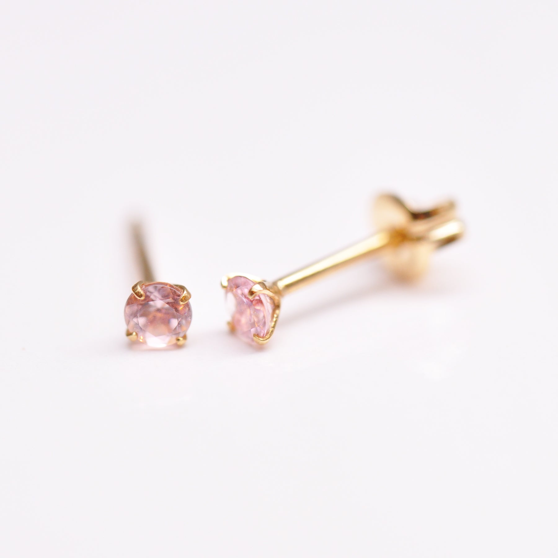 [Second Earrings] 18K Yellow Gold Pink Tourmaline Earrings - Product Image