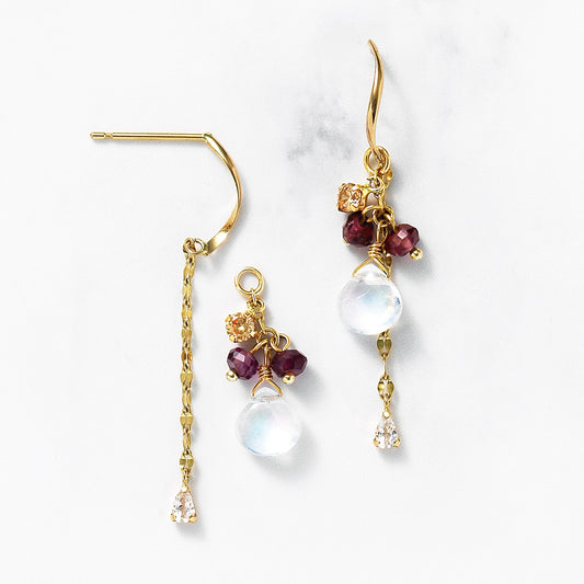 [Palette] 18K/10K Blue Moonstone Charm Set Earrings [Prism] (Yellow Gold) - Product Image