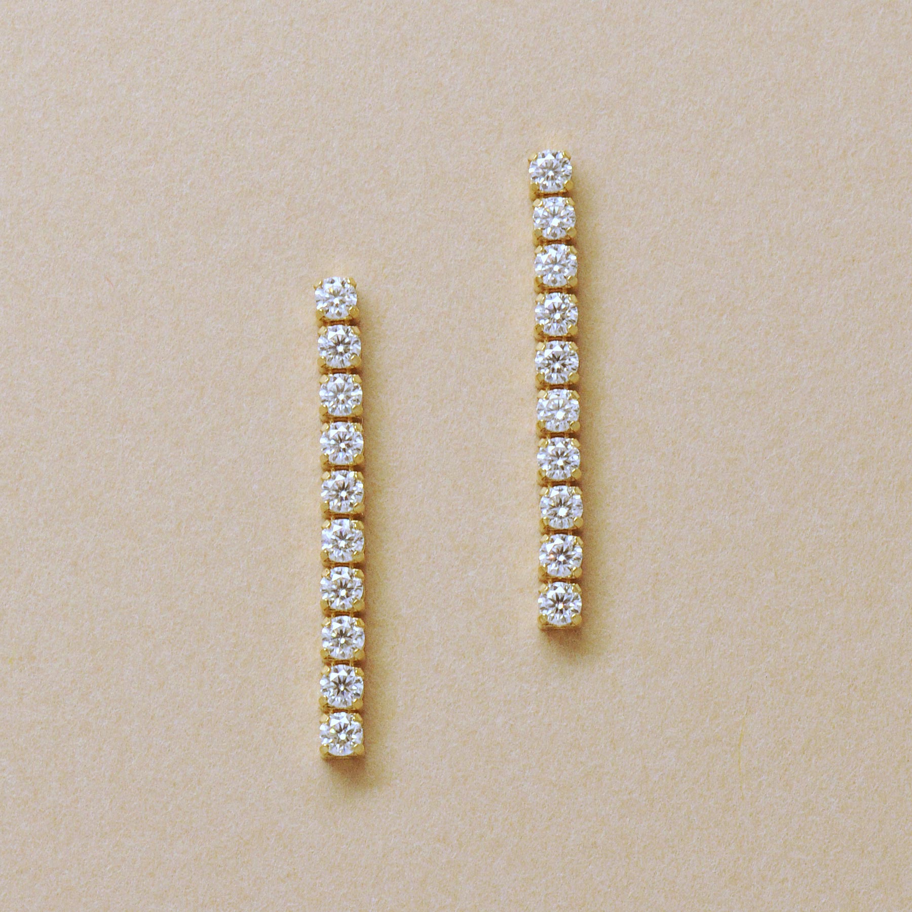 18K/10K Moissanite Tennis Chain Earrings (Yellow Gold) - Product Image