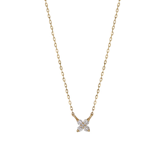 10K Diamond Mini Flower Necklace (Yellow Gold) - Product Image