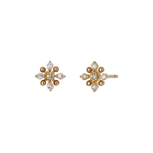 18K/10K Diamond Sparkle Design Earrings (Yellow Gold) - Product Image