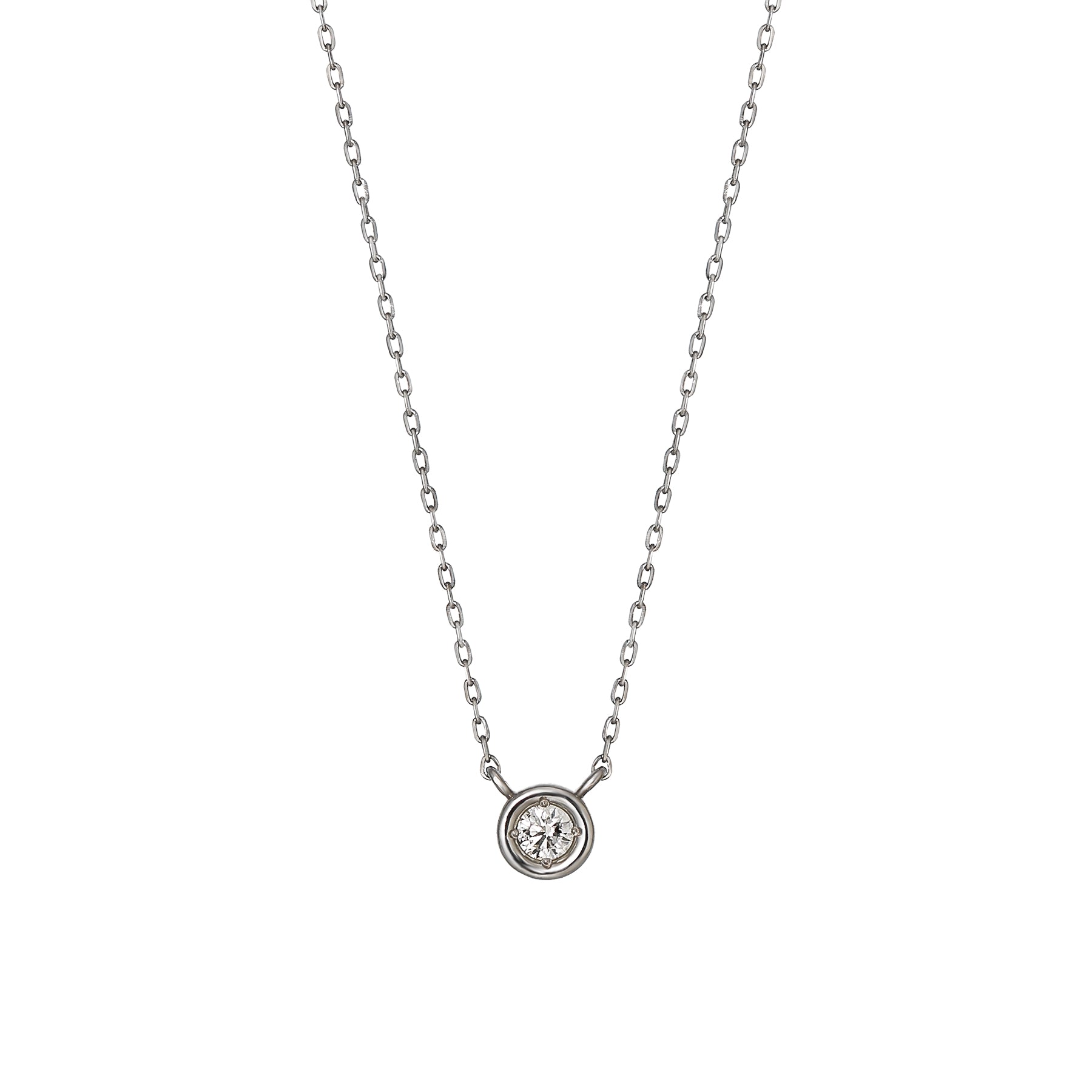 Platinum Diamond Bezel Design Solitaire Necklace - Product Image