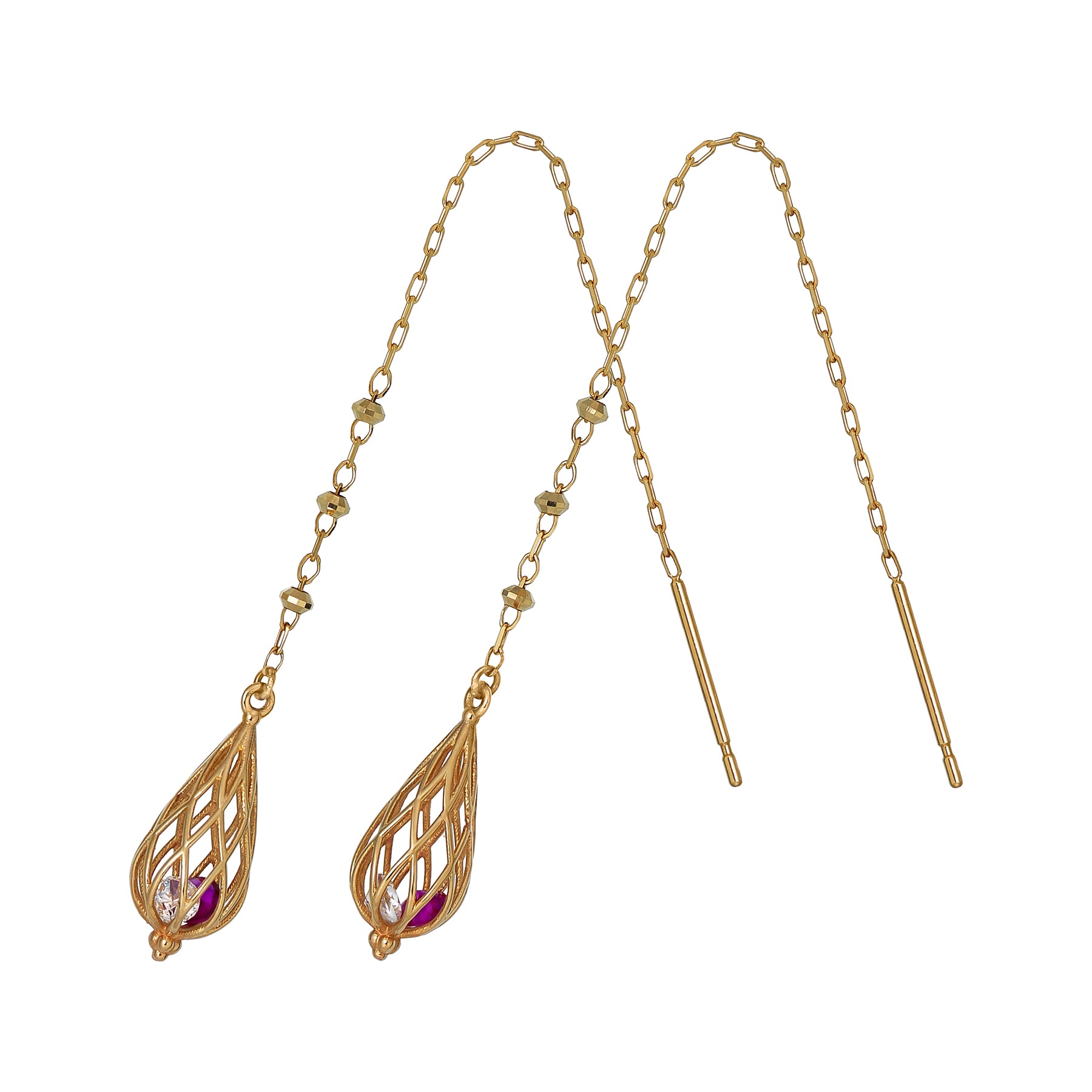 [Pannier] 18K/10K Chandelier Earrings (Yellow Gold) - Product Image