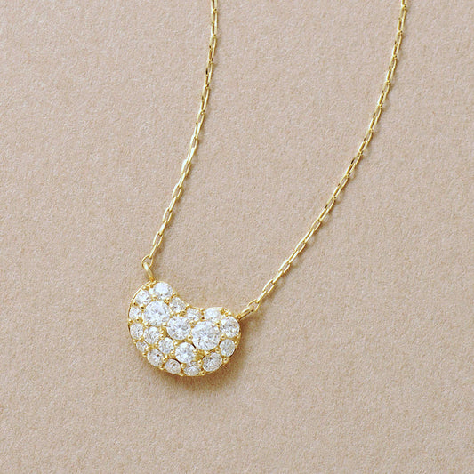 10K Moissanite Beans Necklace (Yellow Gold) - Product Image