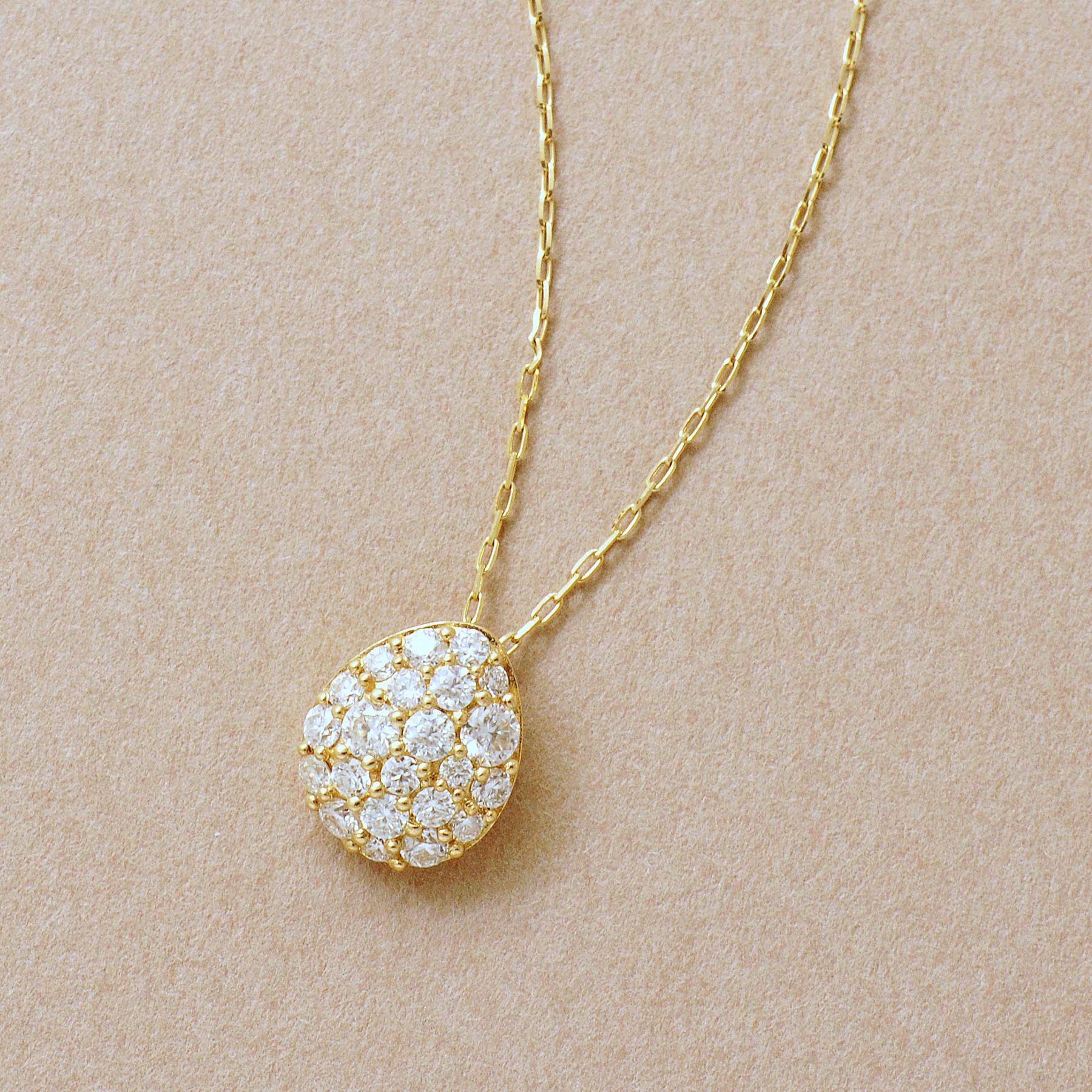 10K Moissanite Egg Necklace (Yellow Gold) - Product Image