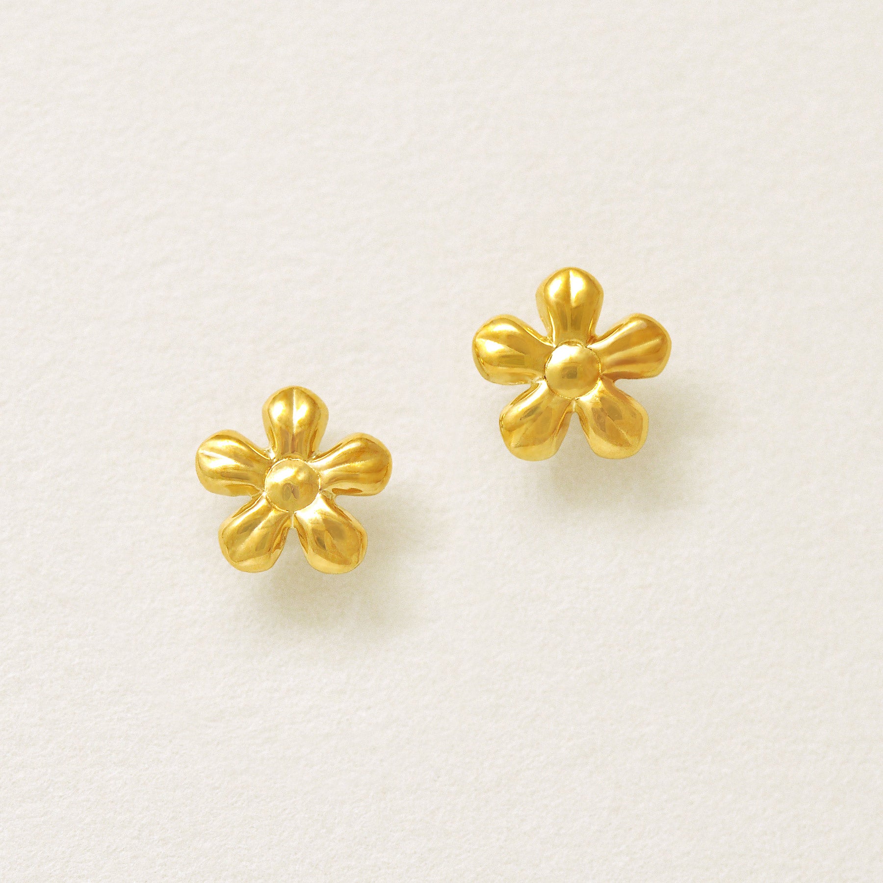 [Second Earrings] 18K Yellow Gold Flower Earrings - Product Image