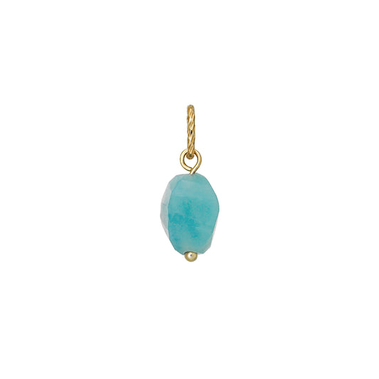 10K Amazonite Necklace Charm (Yellow Gold) - Product Image