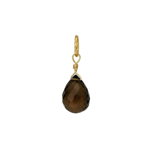 10K Smoky Quartz Necklace Charm (Yellow Gold) - Product Image