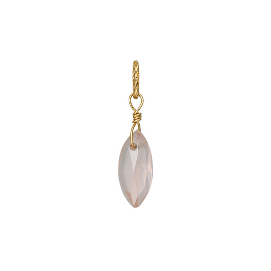 10K Rose Quartz Necklace Charm (Yellow Gold) - Product Image