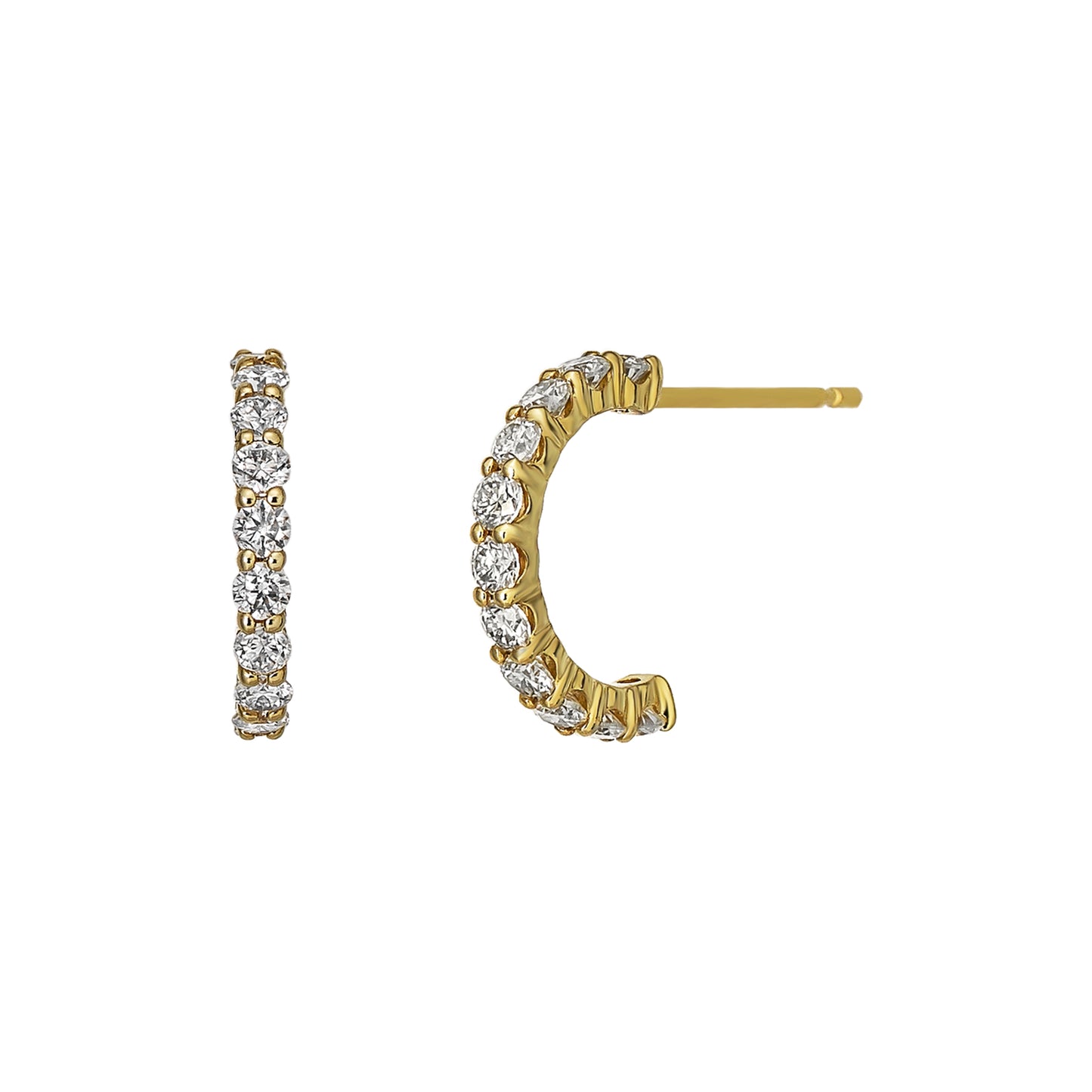 18K/10K Moissanite Melee Crescent Earrings (Yellow Gold) - Product Image