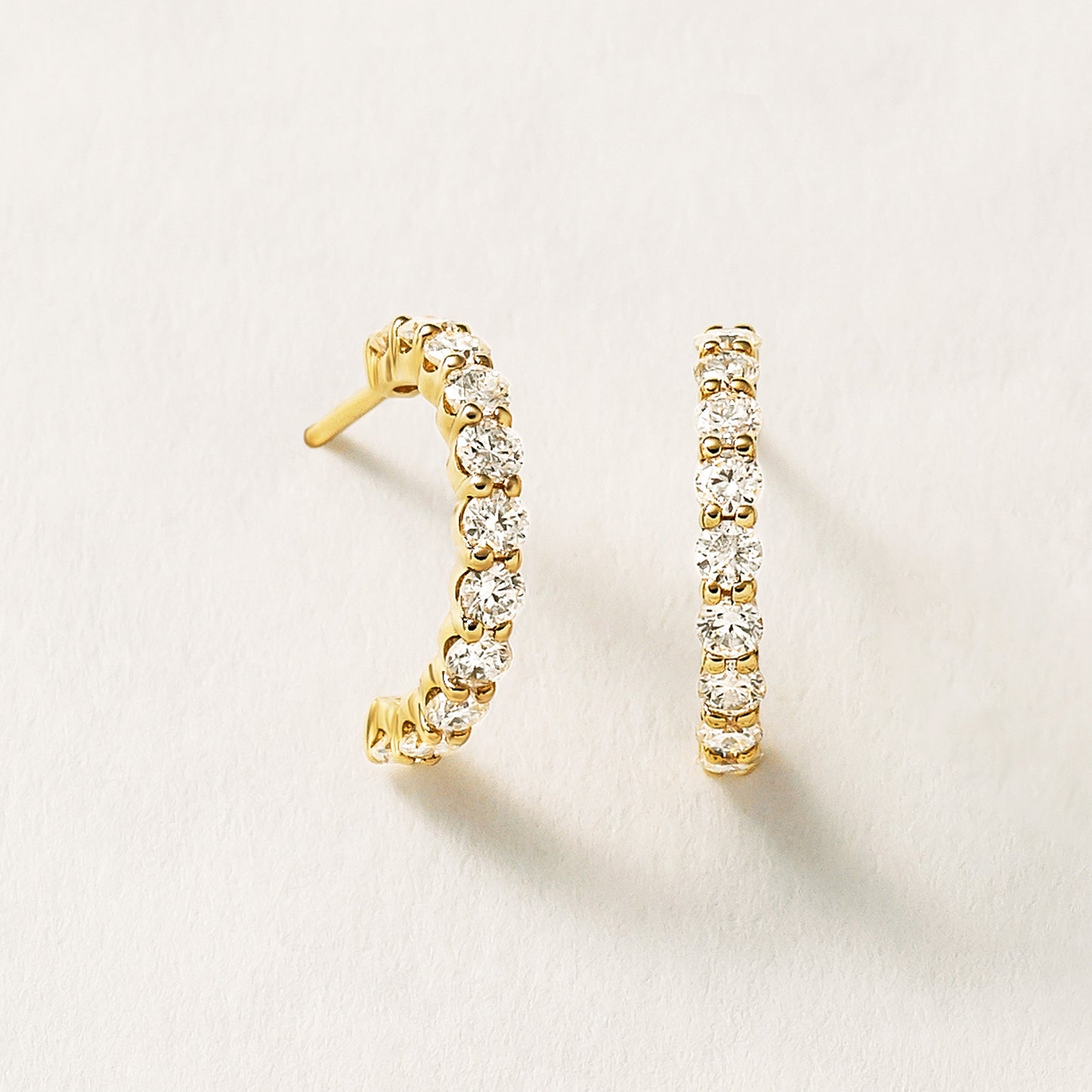 18K/10K Moissanite Melee Crescent Earrings (Yellow Gold) - Product Image