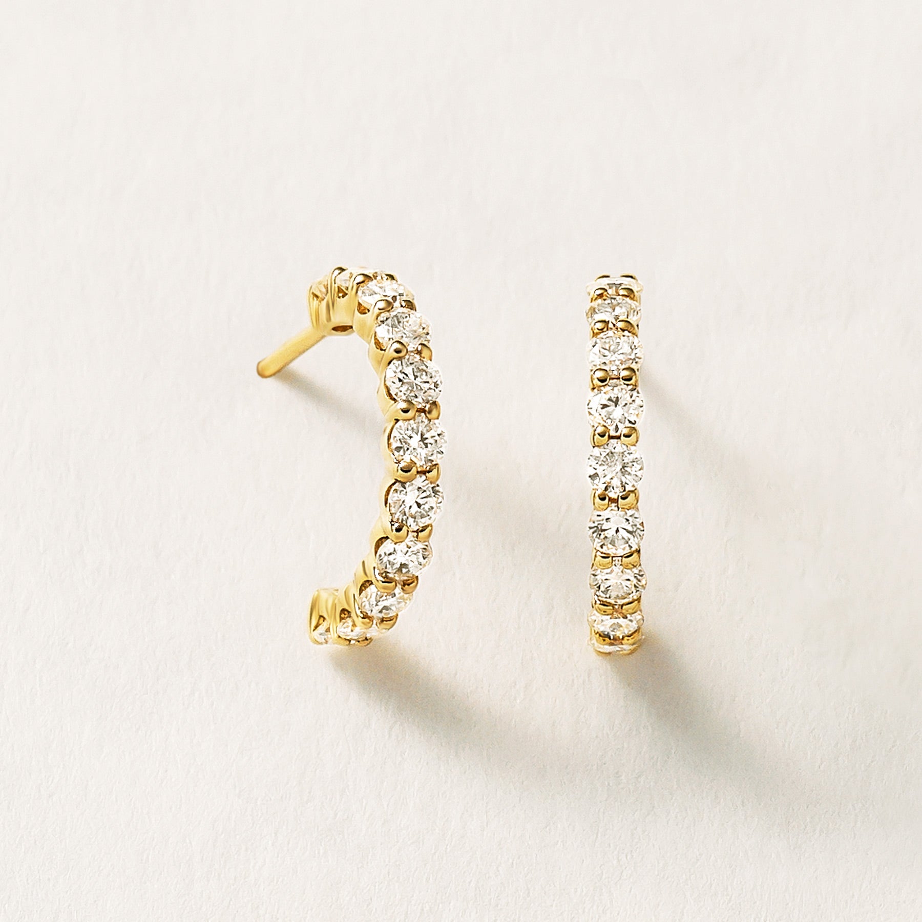 18K/10K Moissanite Melee Crescent Earrings (Yellow Gold) - Product Image