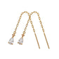 10K Drop Threader Earrings (Yellow Gold) - Product Image