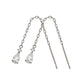 10K Drop Threader Earrings (White Gold) - Product Image