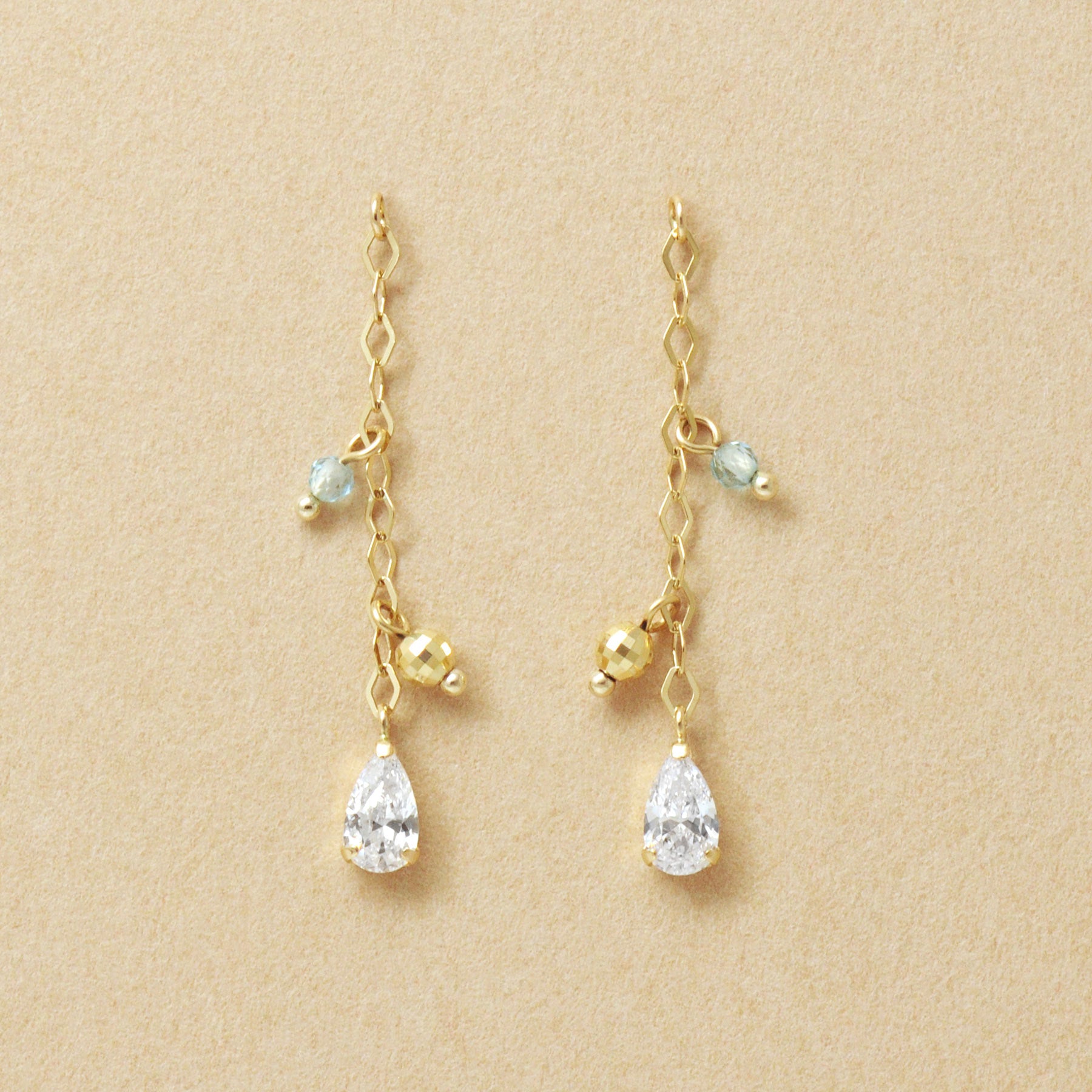 10K Glittering Drop Dangle Earrings (Yellow Gold) - Product Image