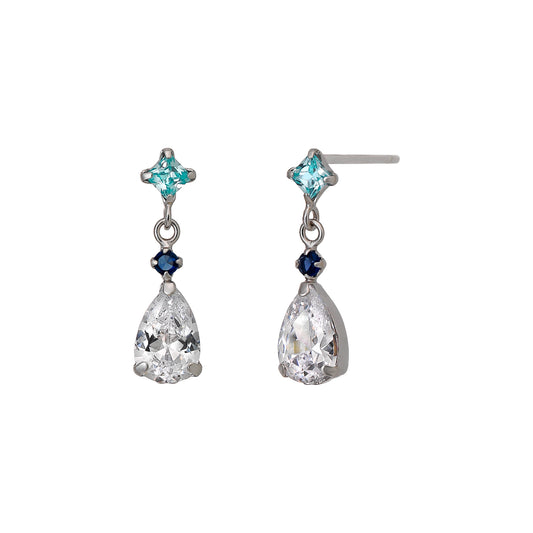 10K Drop Swinging Earrings (White Gold) - Product Image