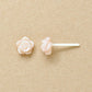 Carved Pink Shell Ceramic Post Earrings - Product Image