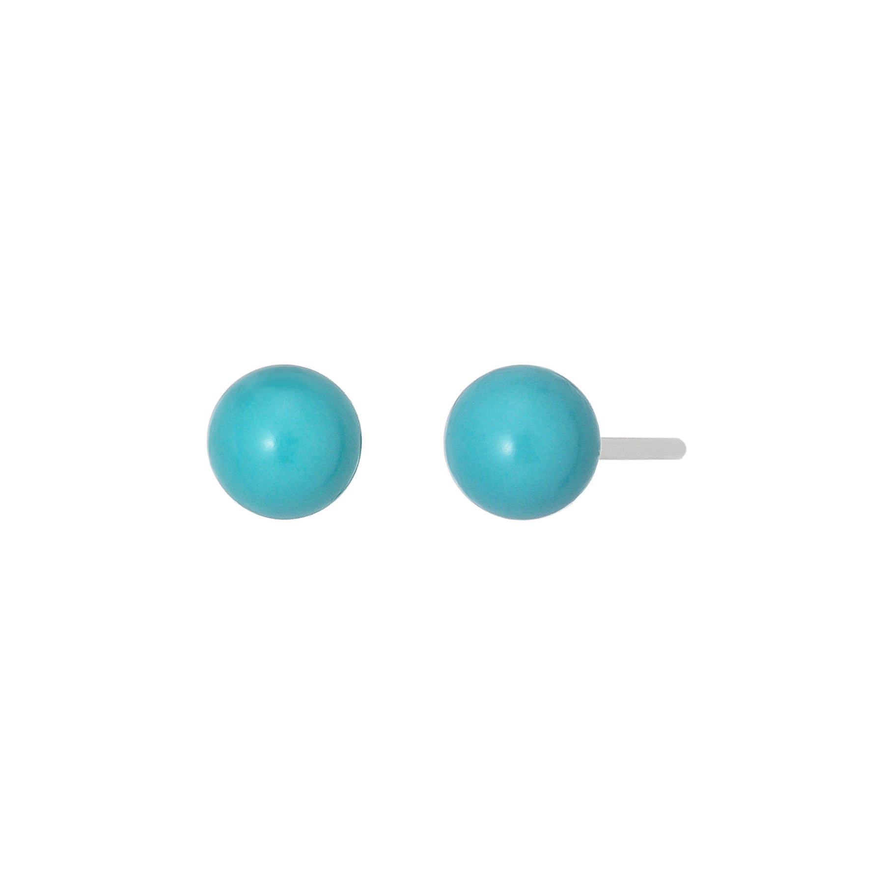 Turquoise Color Ball Ceramic Post Earrings - Product Image