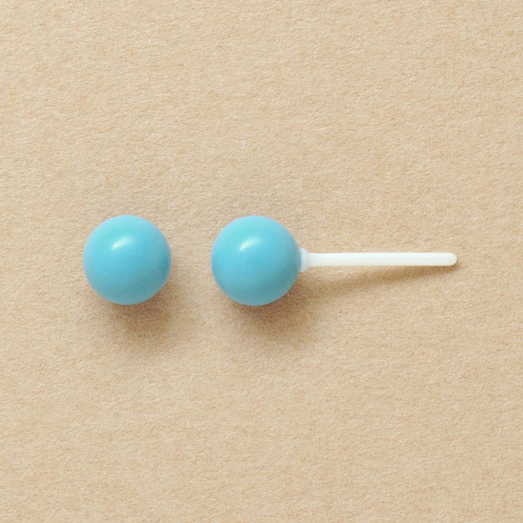 Turquoise Color Ball Ceramic Post Earrings - Product Image