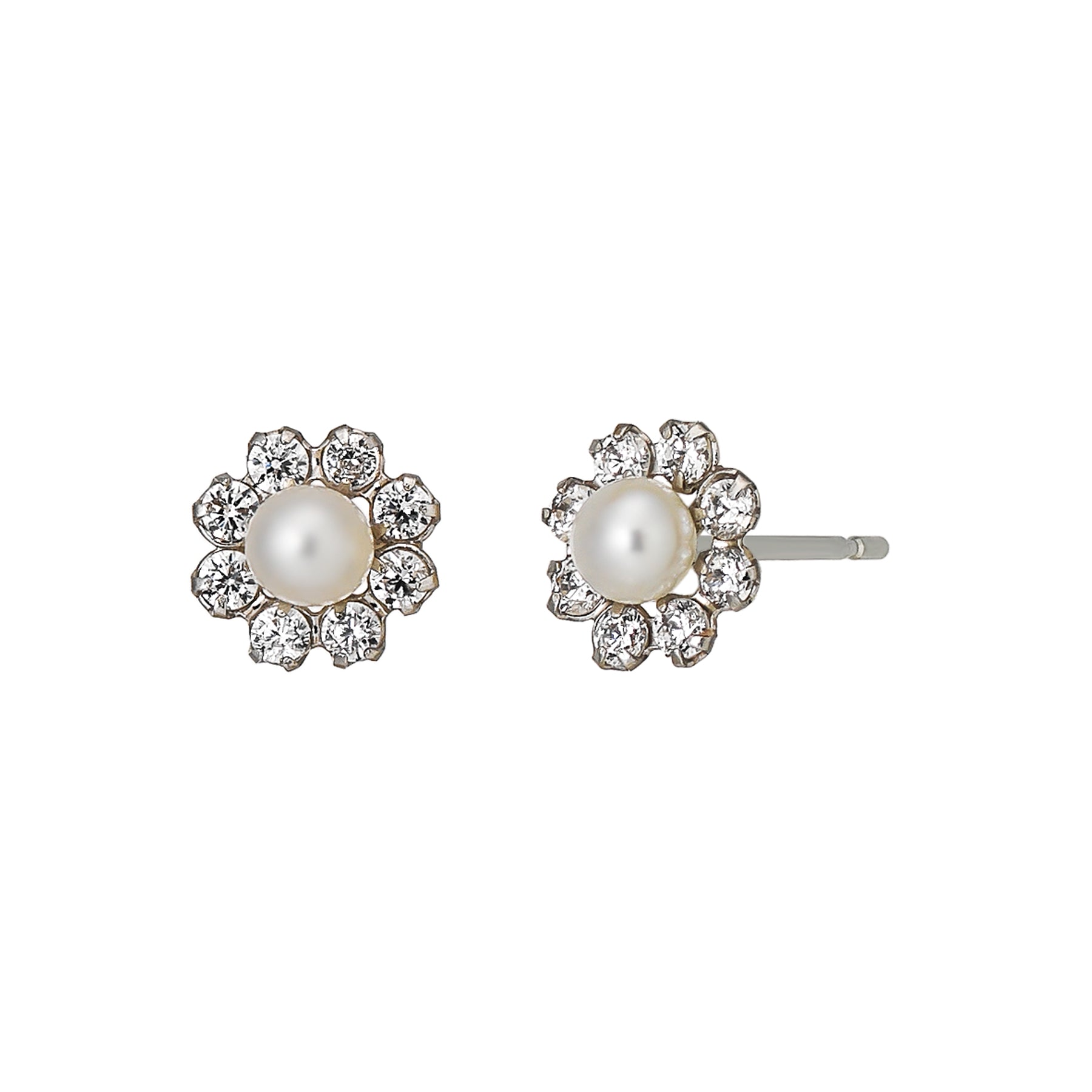 14K/10K Freshwater Pearl Circle Earrings (White Gold) - Product Image