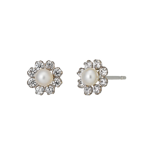 14K/10K Freshwater Pearl Circle Earrings (White Gold) - Product Image