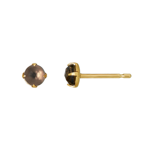 [Second Earrings] 18K Yellow Gold Smoky Quartz Rose Cut Earrings - Product Image