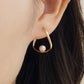 18K / 10K Yellow Gold Twisted Hoop Pearl Earrings Large - Model Image